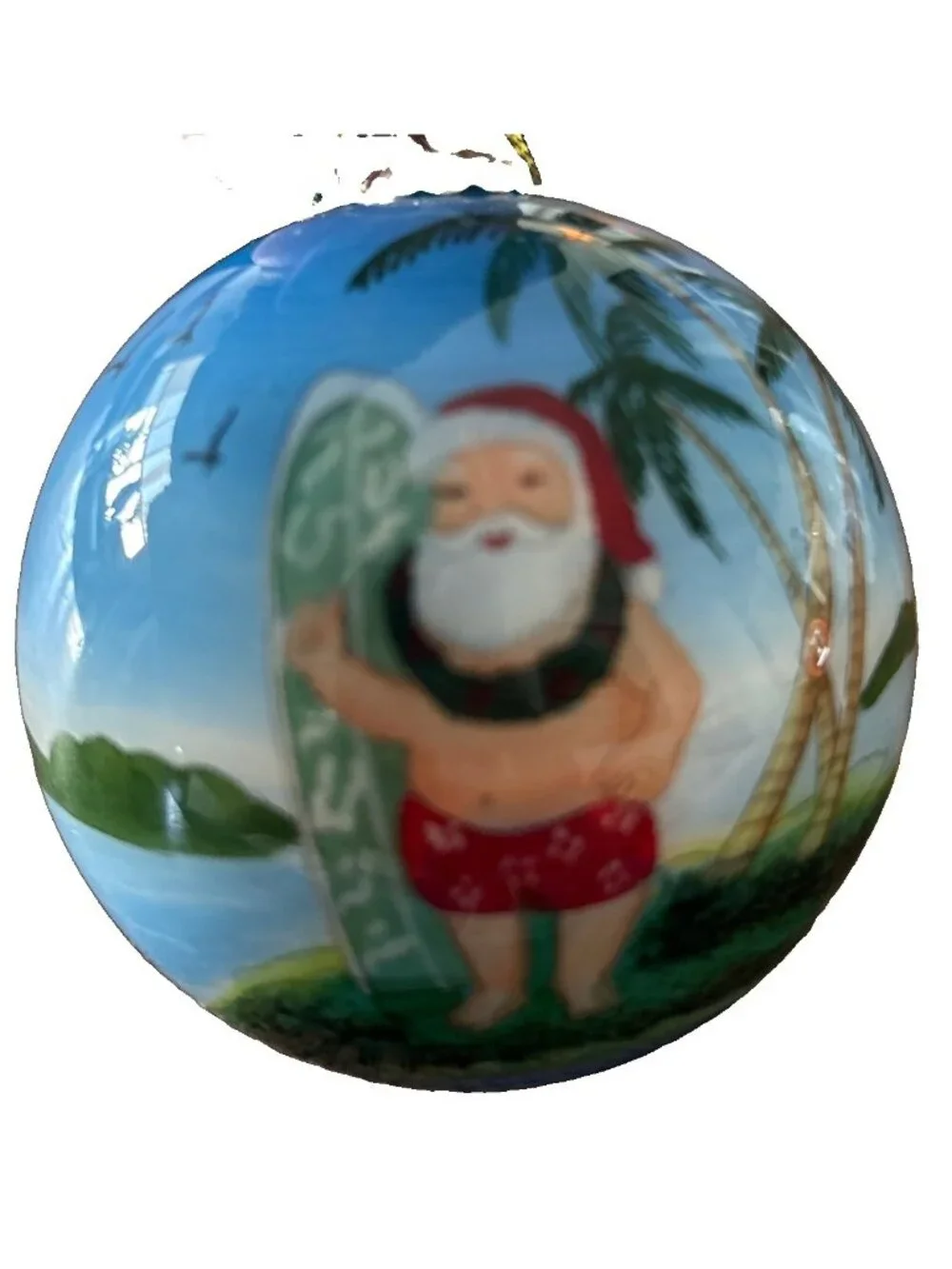Brown Bag Maui By Design Hand Painted Glass Christmas Ornament “ Hawaii